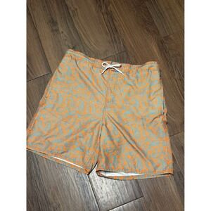 Monument Board & Swim Co Mens Orange Teal Paisley Swim Trunks Size Large